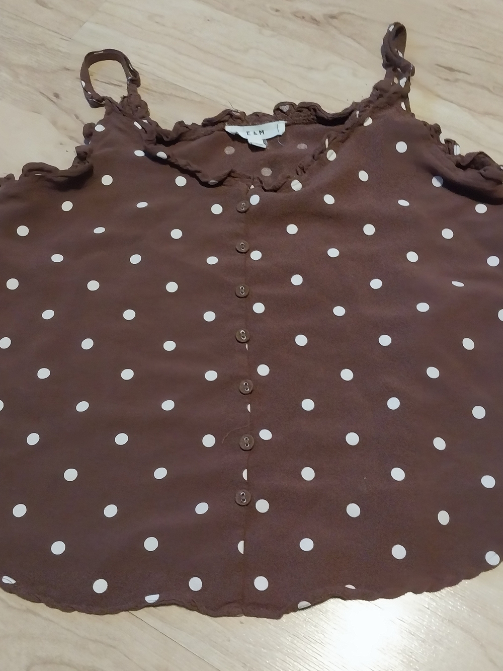 E&M Brown Polka Dot Button-Front Cami Top